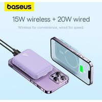 Baseus Magnetic Mini Air Wireless Fast Charge Power Bank 20W 10000mAh (сиреневый) Image #10