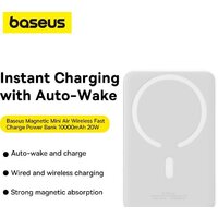 Baseus Magnetic Mini Air Wireless Fast Charge Power Bank 20W 10000mAh (белый) Image #13